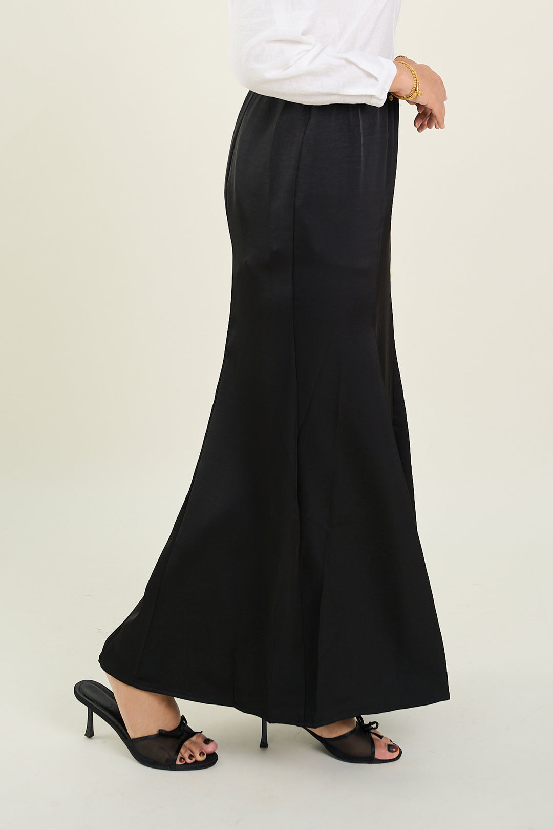 Grace Satin Mermaid Skirt Black