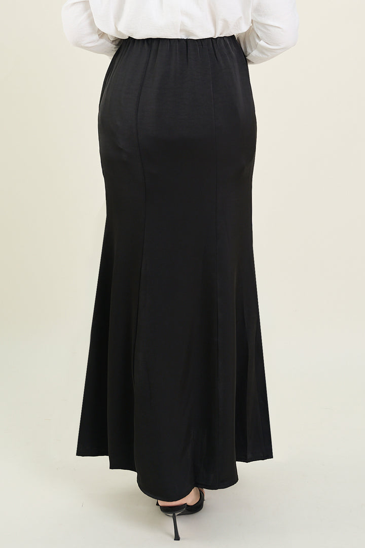 Grace Satin Mermaid Skirt Black