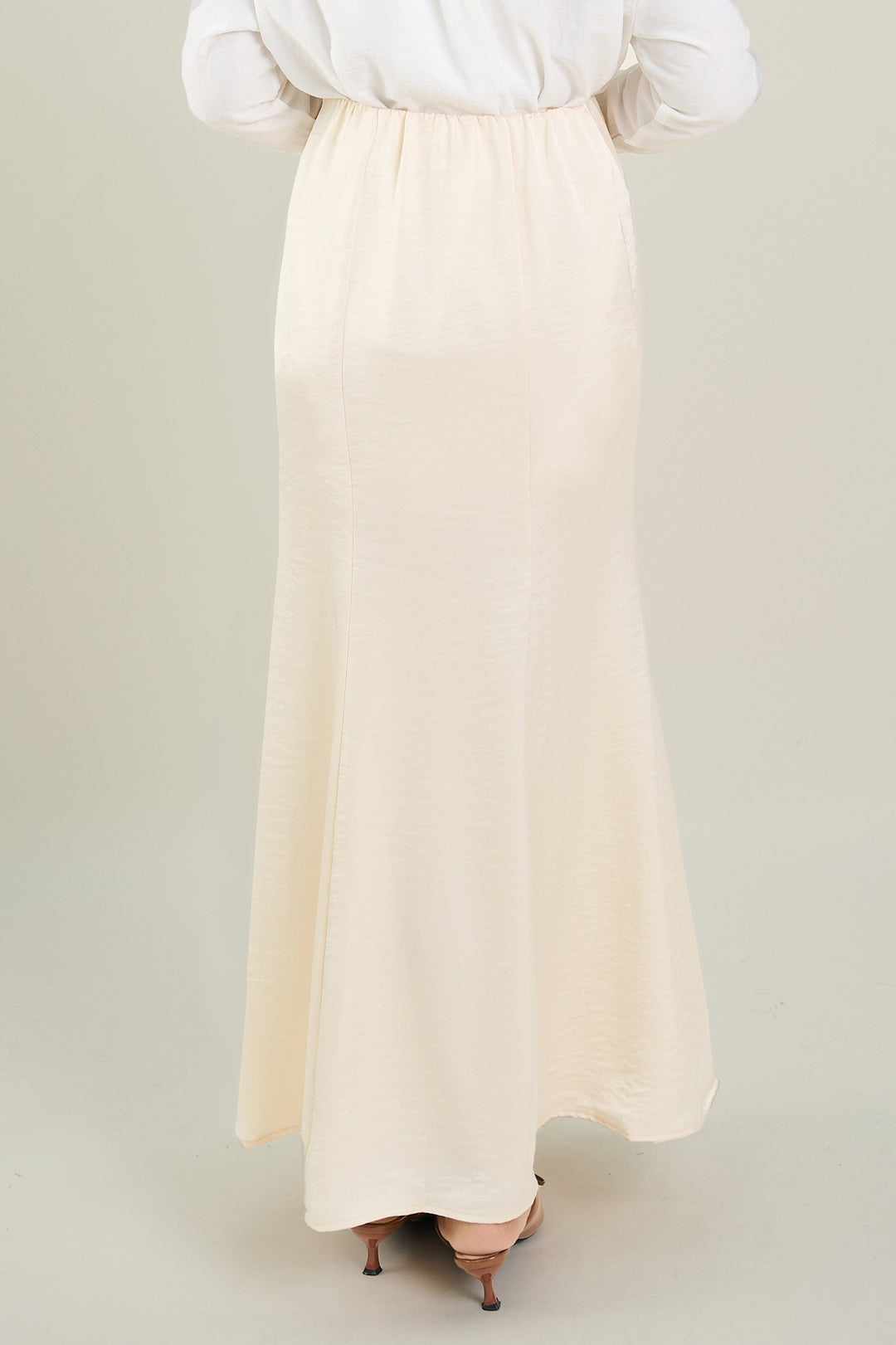 Grace Satin Mermaid Skirt Beige