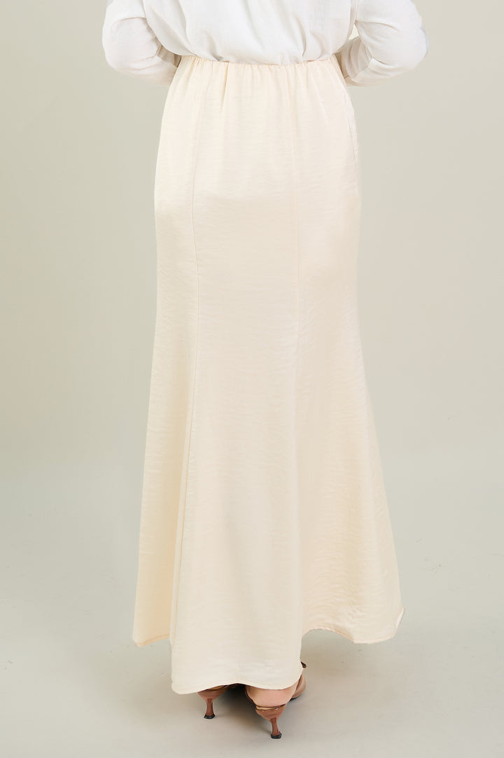 Grace Satin Mermaid Skirt Beige