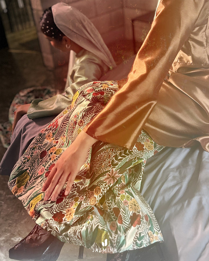 Nour Shantung Kurung in Rich Brown