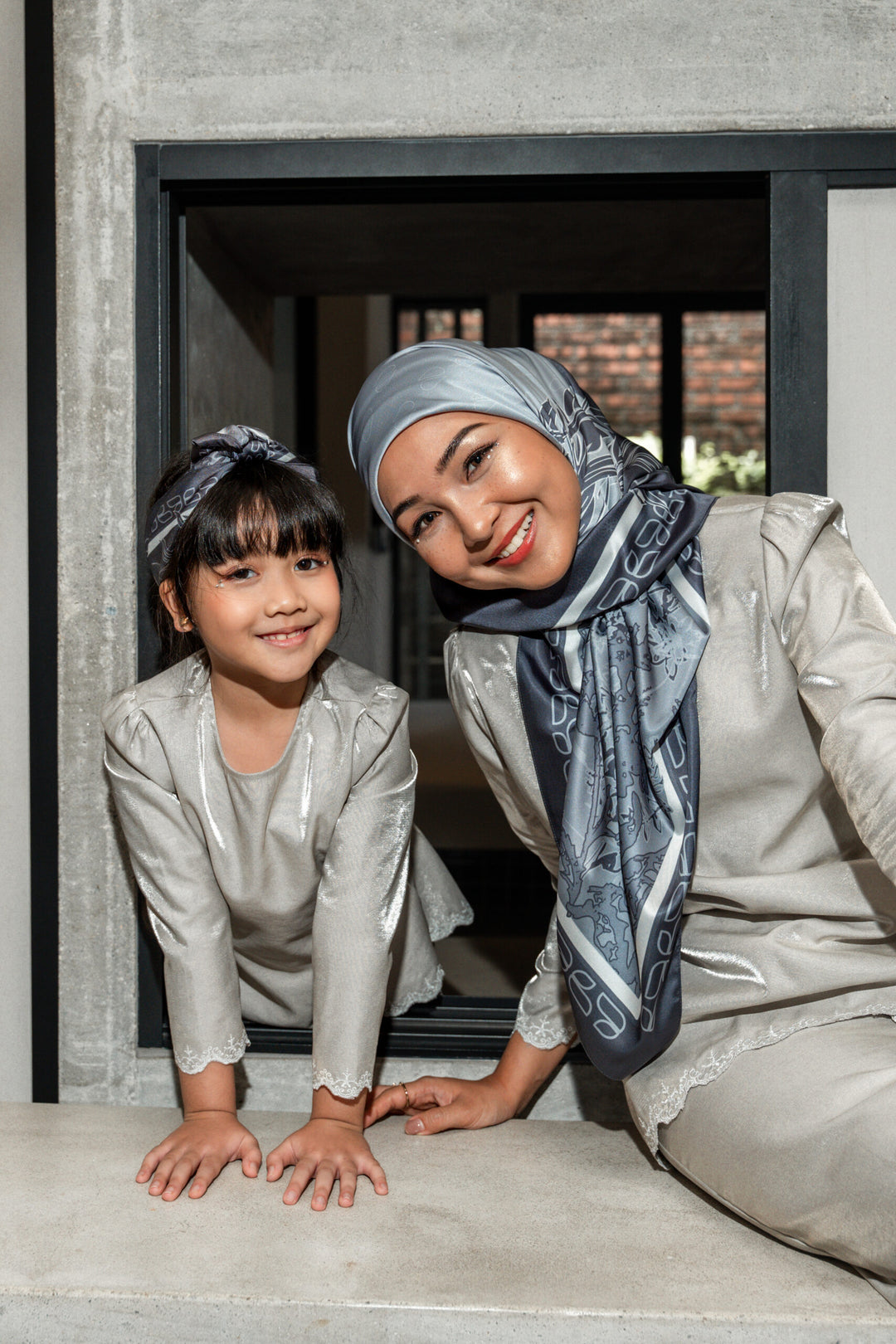 Sumayyah Satin Printed Dark Grey