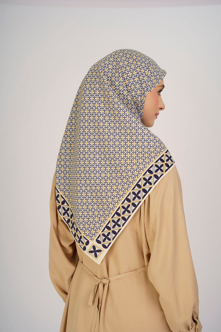 Indira Chiffon Printed Square Navy