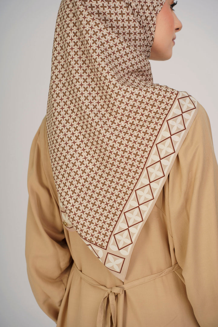 Indira Chiffon Printed Square Brown
