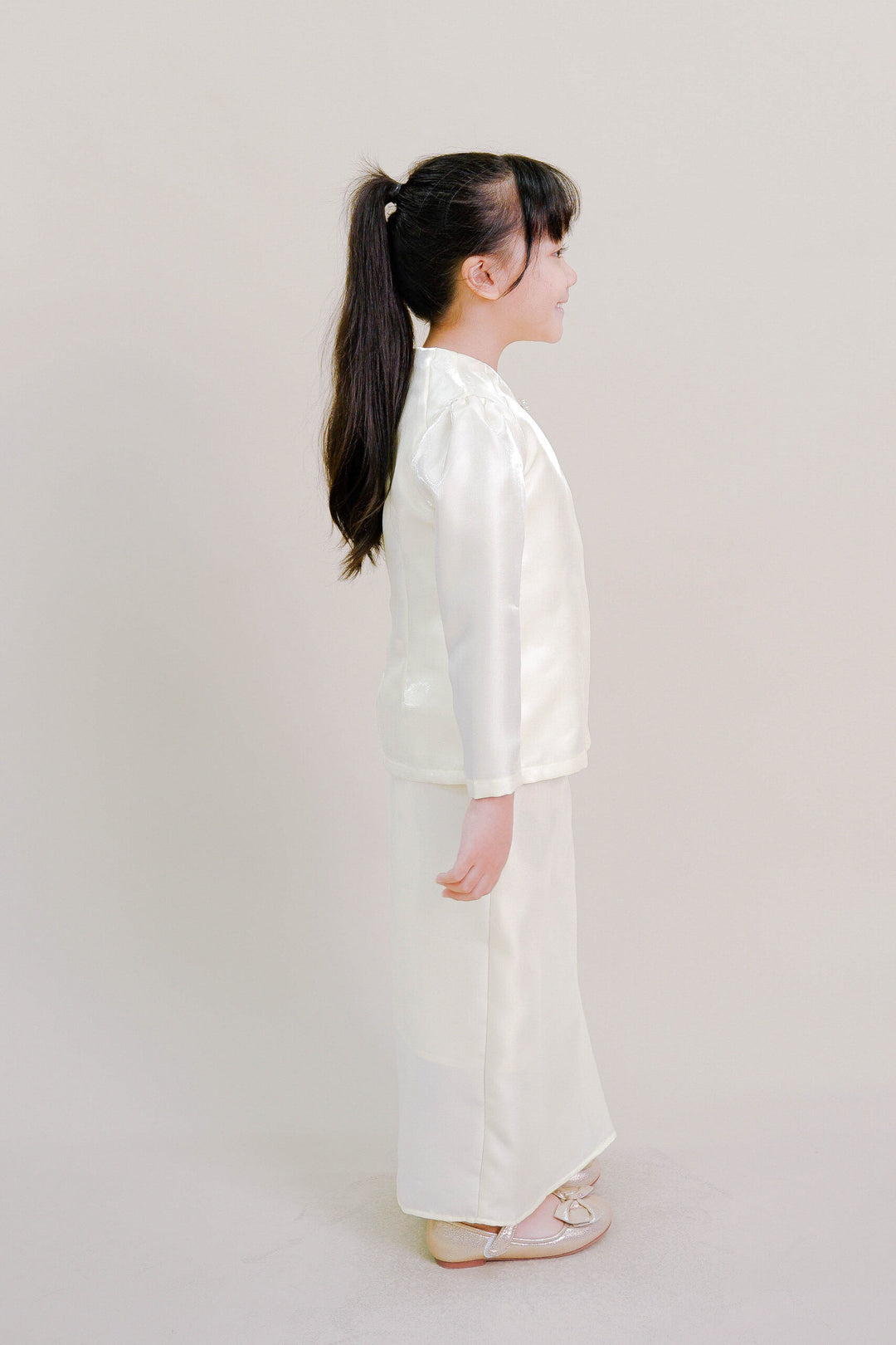 Kalea Kids Shimmer Kurung in Soft Yellow