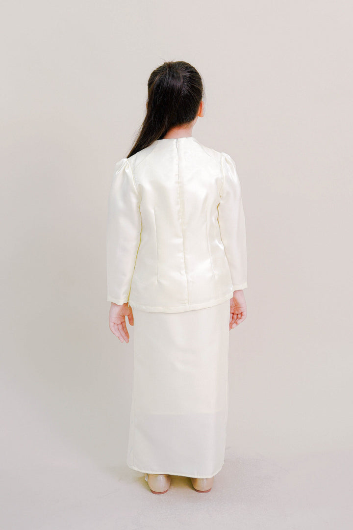 Kalea Kids Shimmer Kurung in Soft Yellow