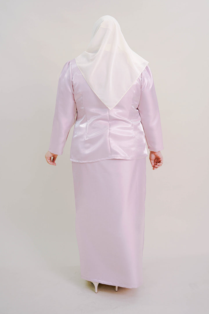 Kalea Plus Size Shimmer Kurung in Ash Pink