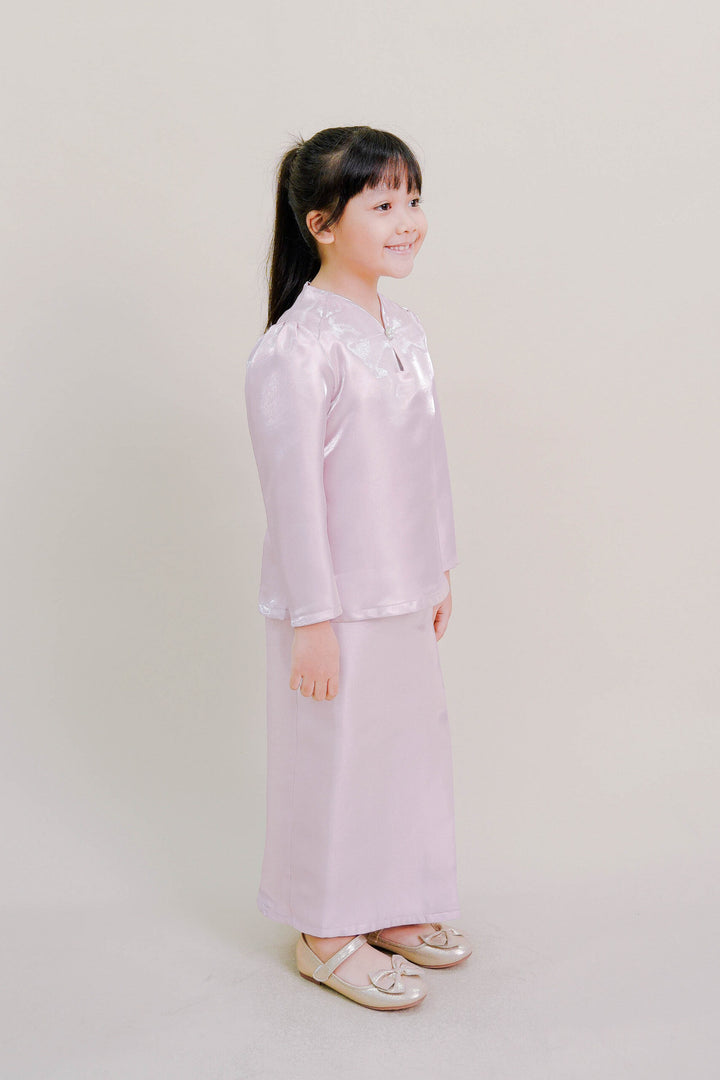 Kalea Kids Shimmer Kurung in Ash Pink