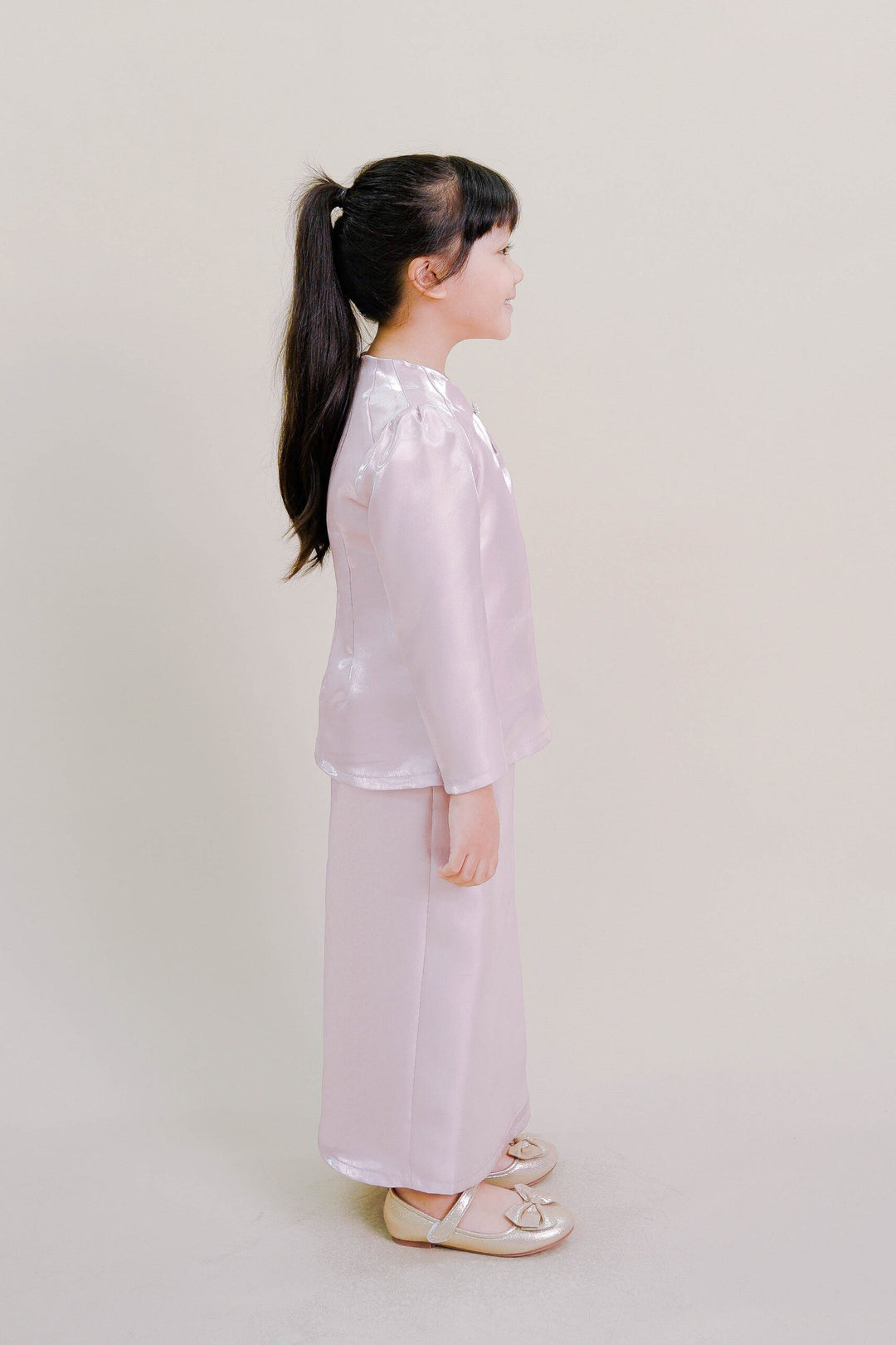 Kalea Kids Shimmer Kurung in Ash Pink