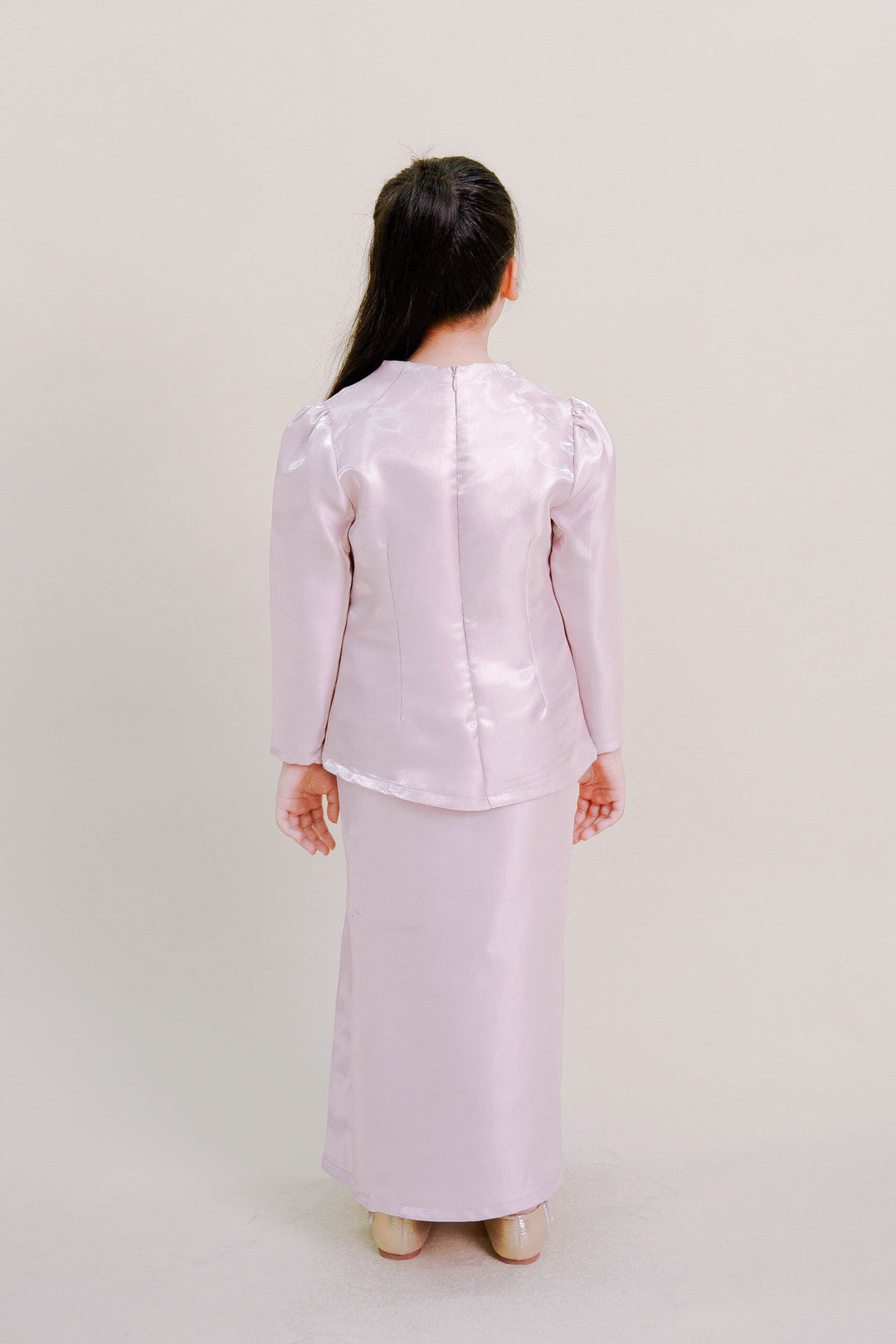 Kalea Kids Shimmer Kurung in Ash Pink