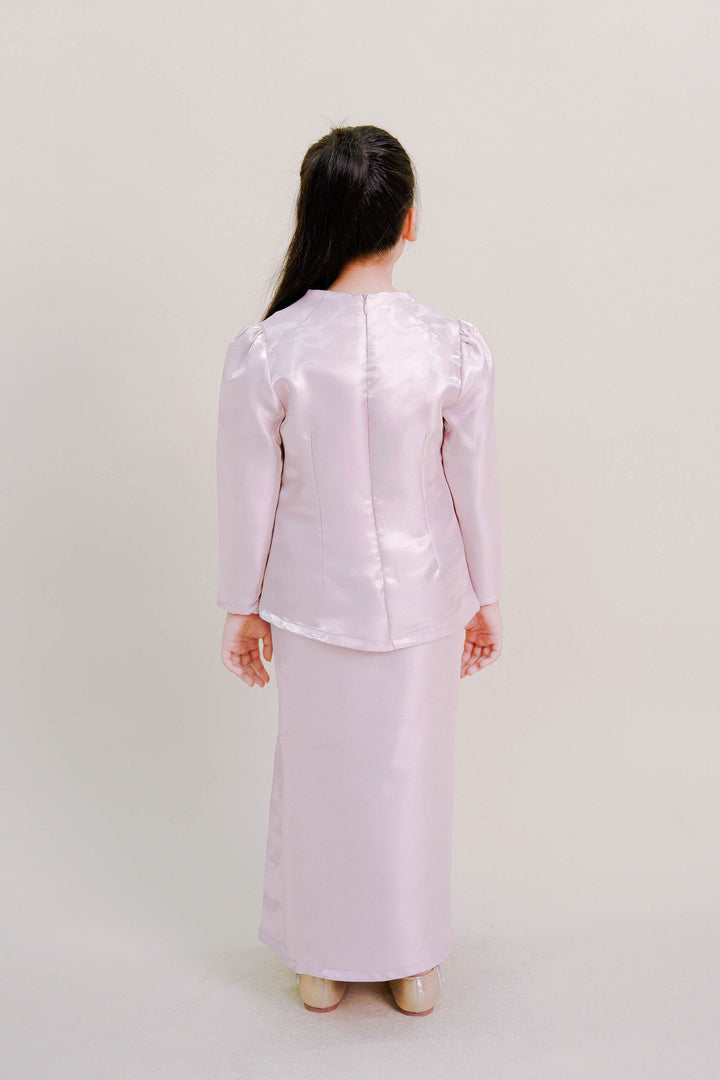 Kalea Kids Shimmer Kurung in Ash Pink