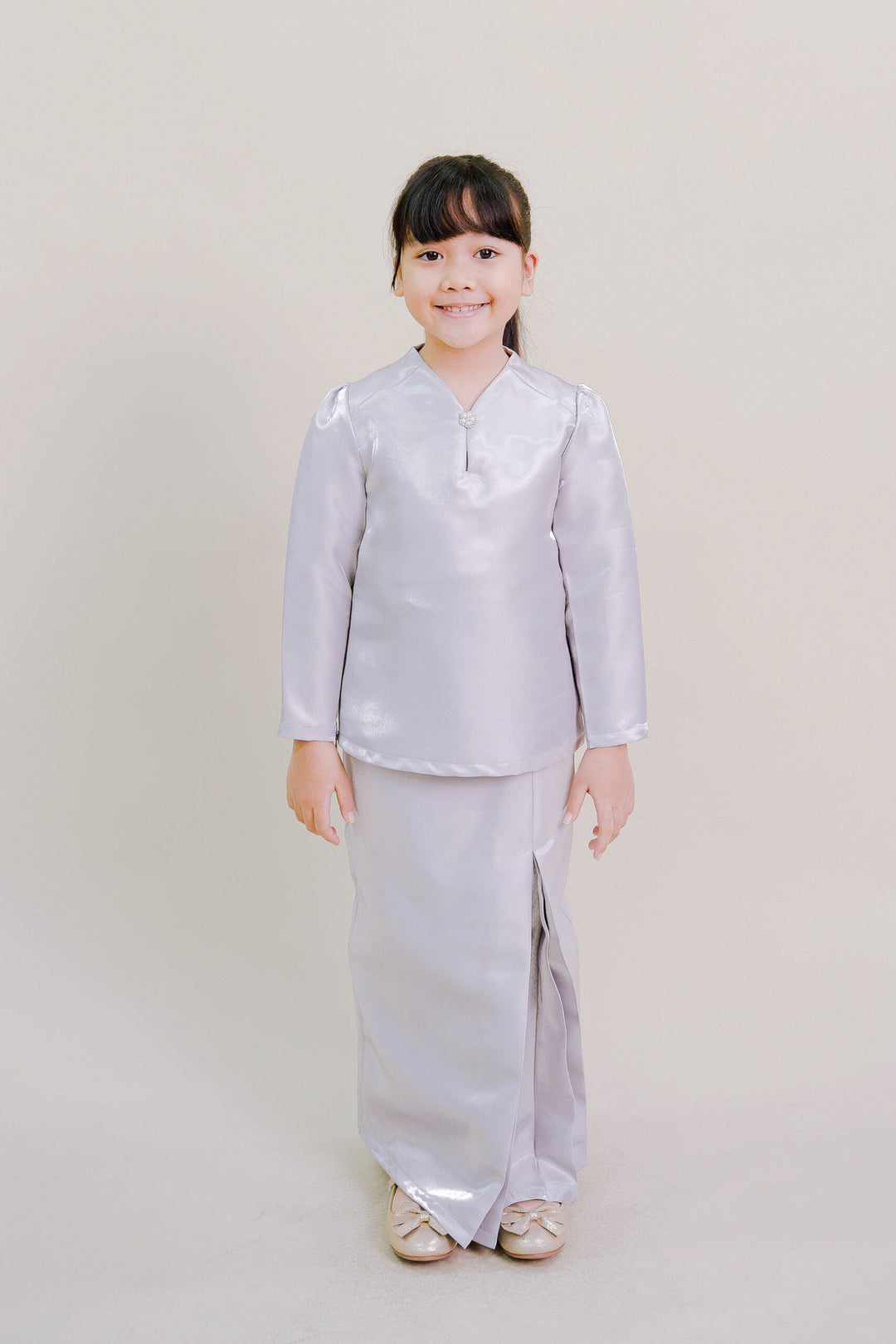 Kalea Kids Shimmer Kurung in Grey