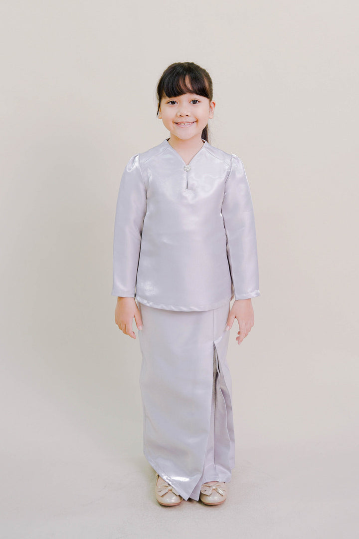 Kalea Kids Shimmer Kurung in Grey