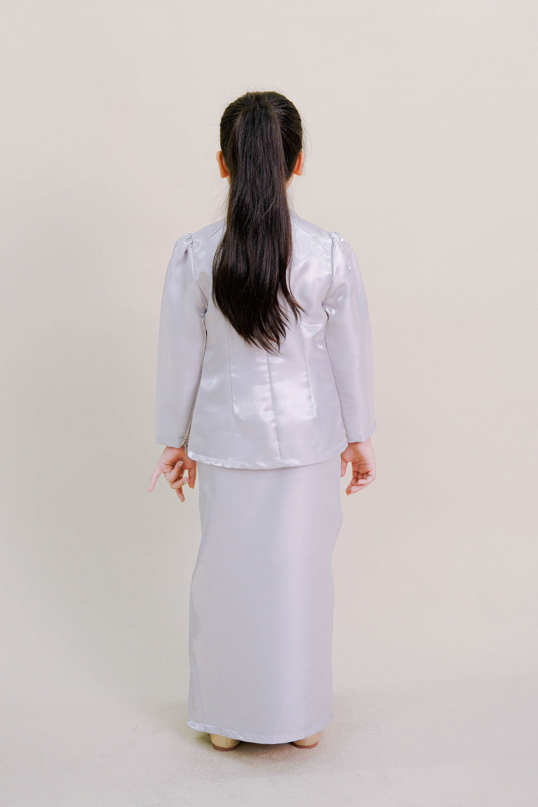 Kalea Kids Shimmer Kurung in Grey