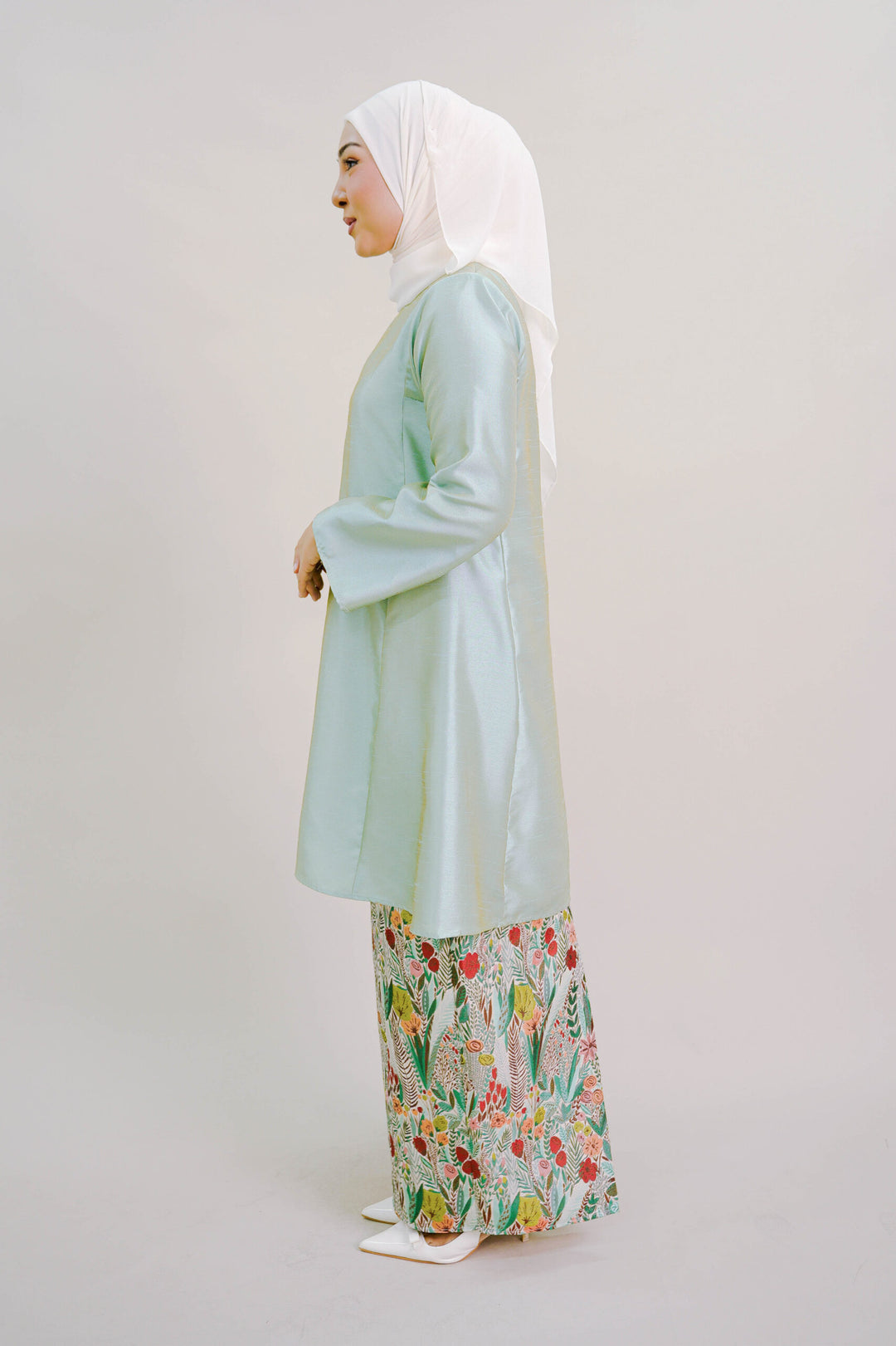 Nour Shantung Kurung in Green