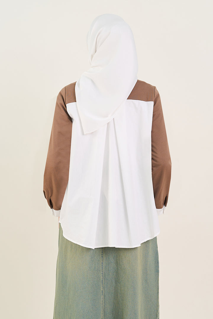 Celline Sweater Layered Shirt Mocha