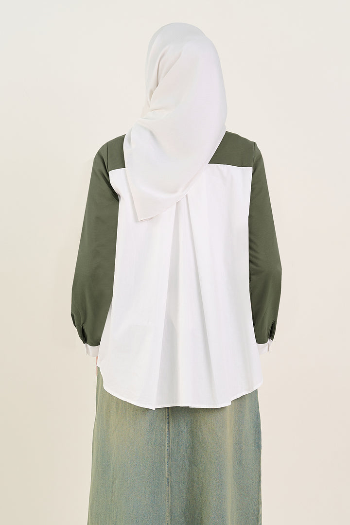 Celline Sweater Layered Shirt Army Green