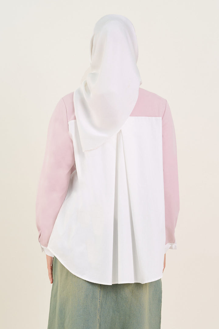 Celline Sweater Layered Shirt Pink