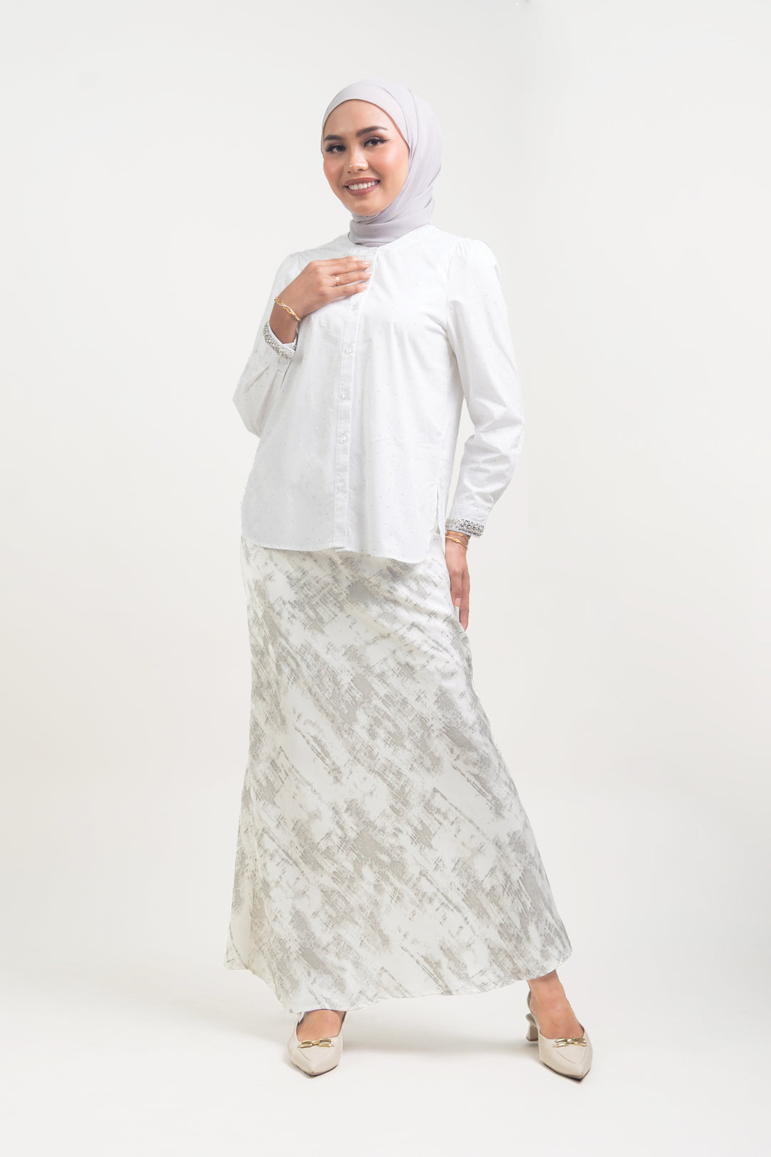 Shayla Crystal Cotton Blouse White
