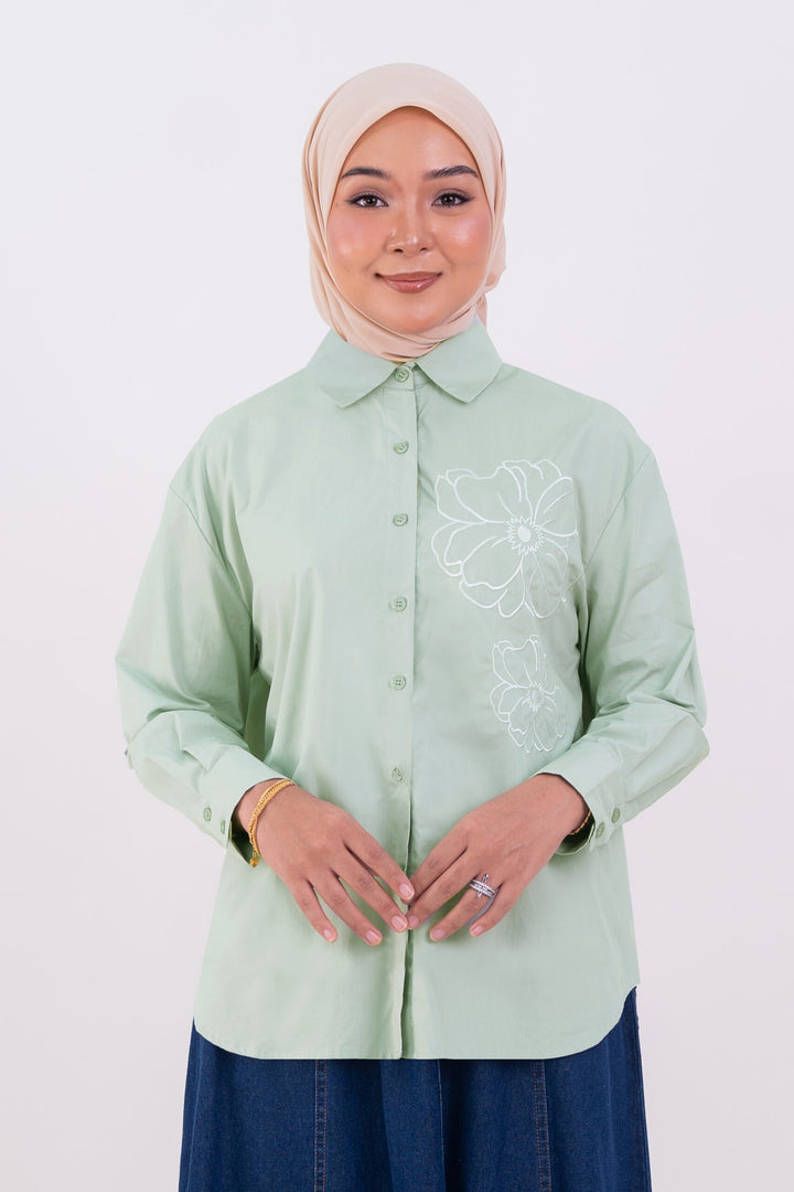 Maya Embroidered Blouse Dusty Mint