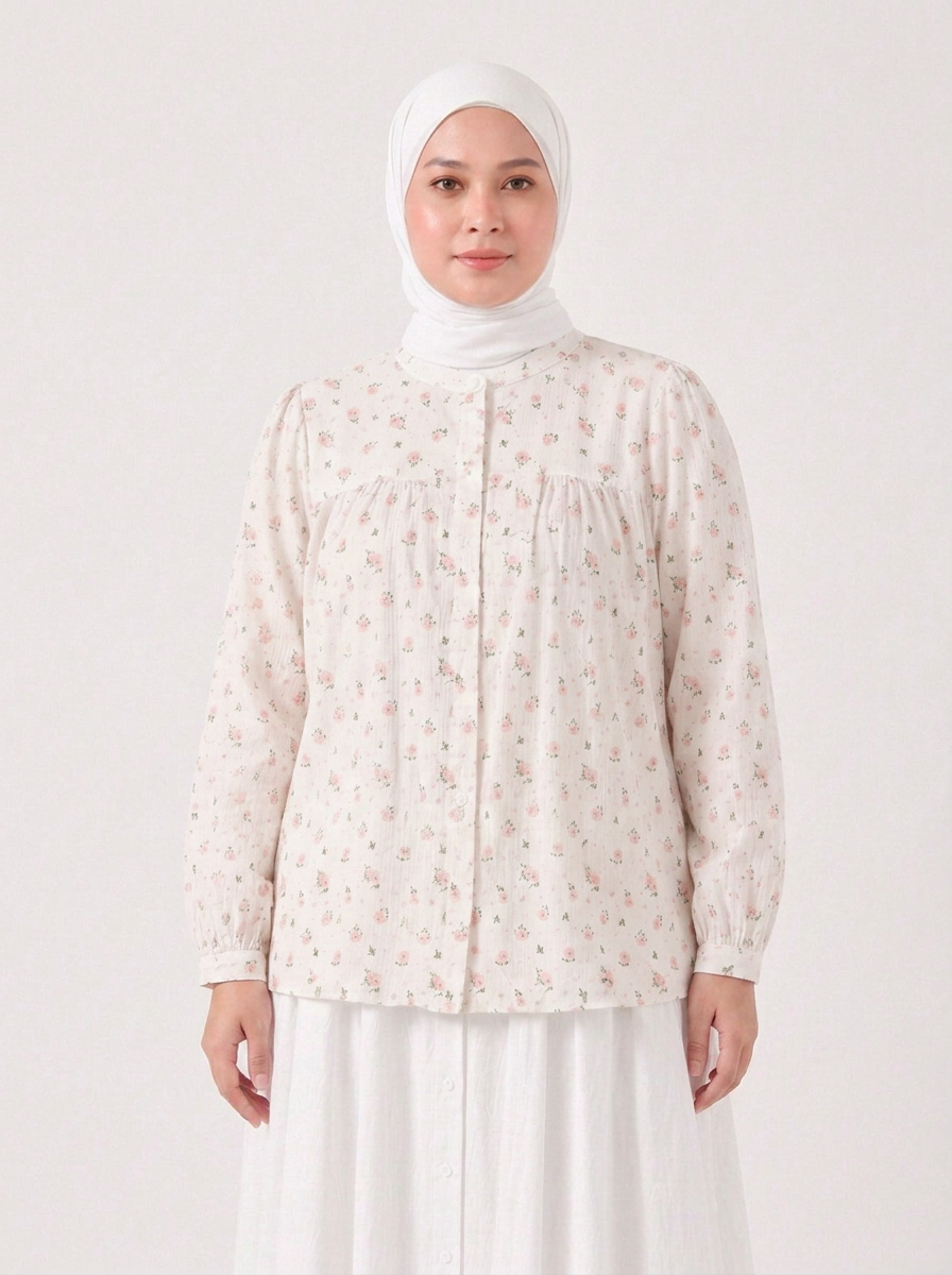 Eva Plus Cotton Printed Blouse
