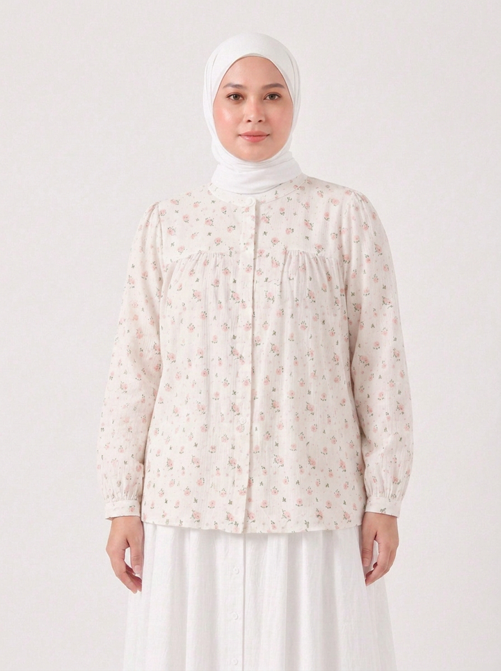 Eva Plus Cotton Printed Blouse
