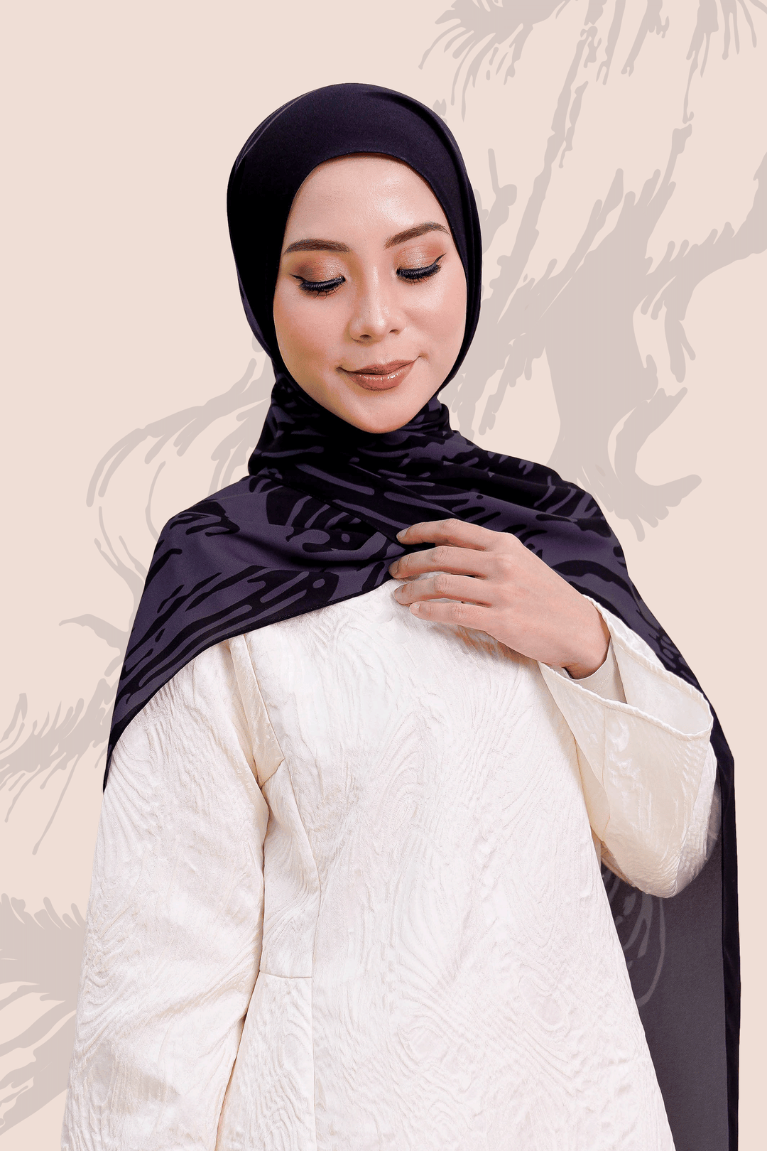 Nurani Chiffon Shawl Printed Black