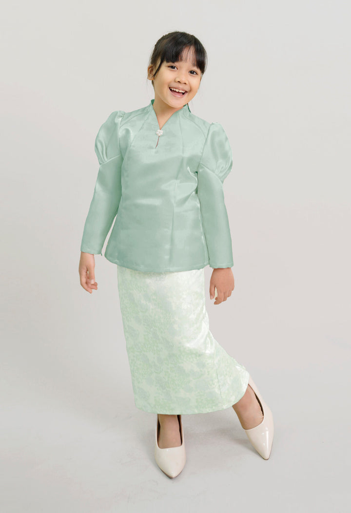 Zeeya Kids Kurung in Dusty Green