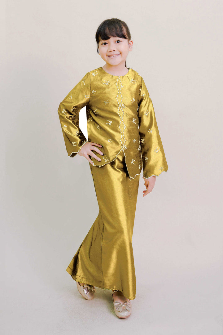 Ilona Kids Kebaya Modern in Olive Gold