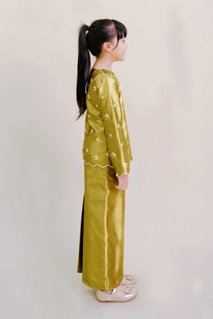 Ilona Kids Kebaya Modern in Olive Gold