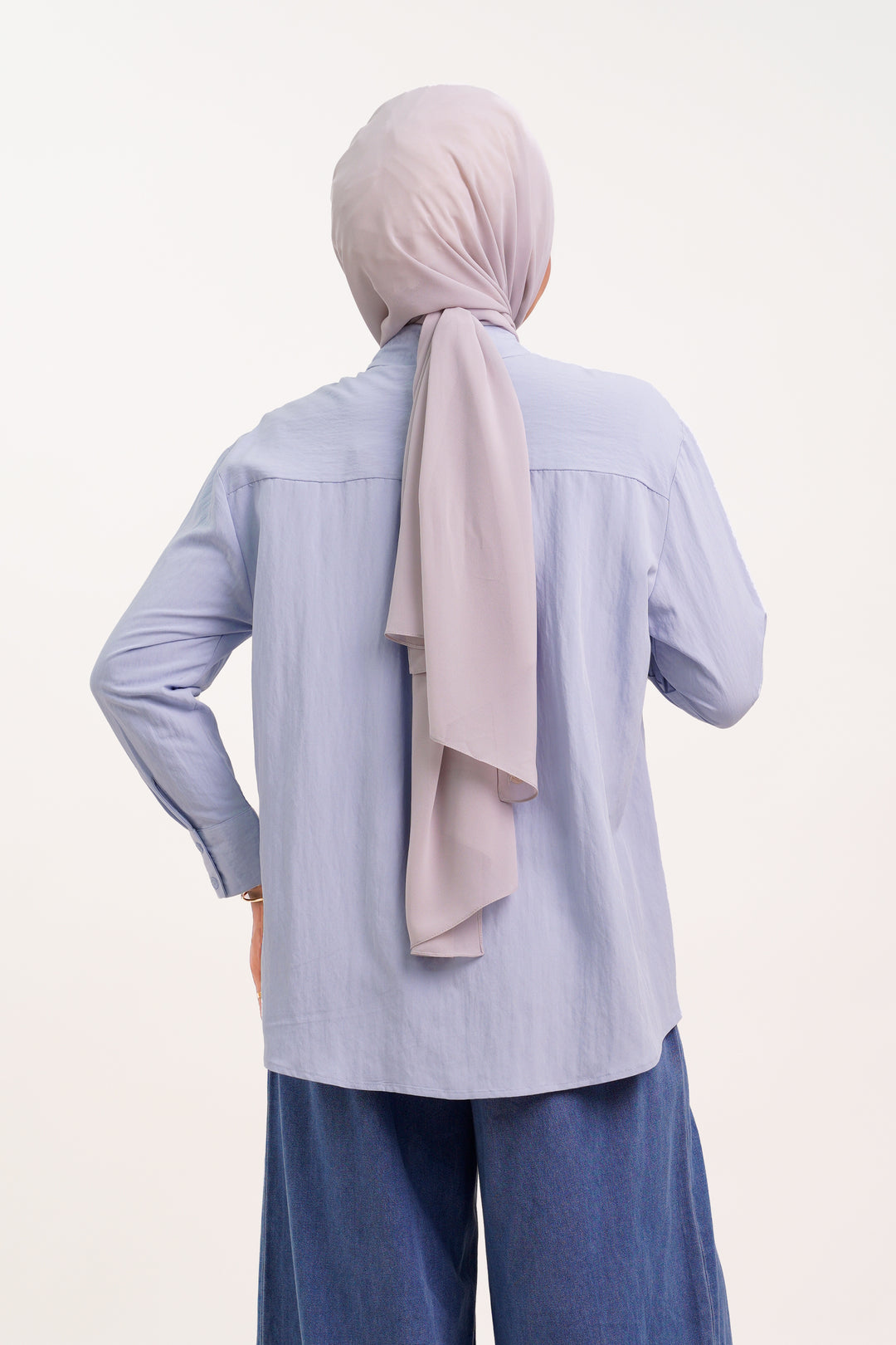 Giana Lace Cotton Blouse Soft Blue