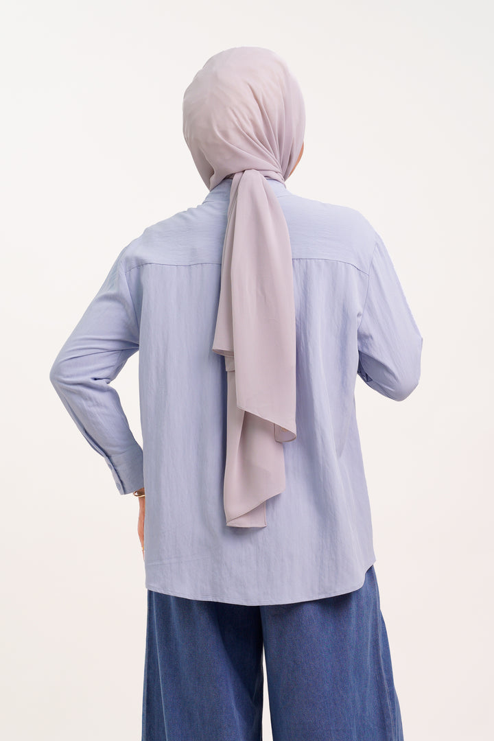 Giana Lace Cotton Blouse Soft Blue