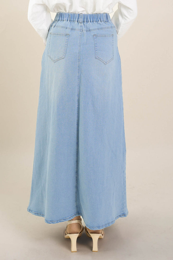 Leona Long Denim Skirt Light Blue