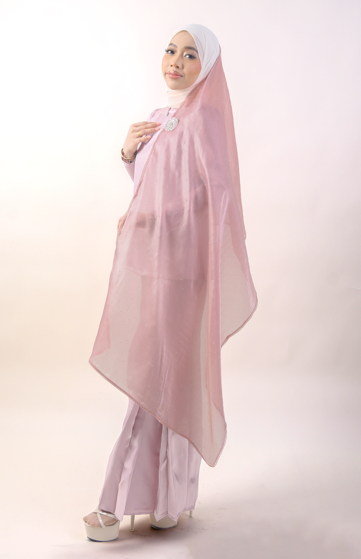 Nilamsari Embellished Organdy Selendang Pink
