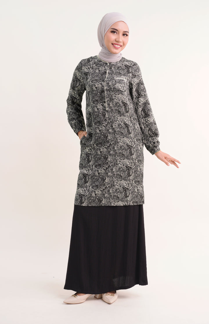 Claire Floral Cotton Skirt Black