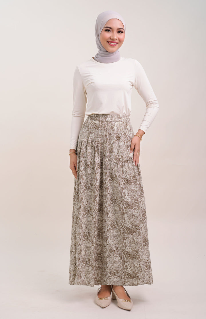 Claire Floral Cotton Skirt Coffee