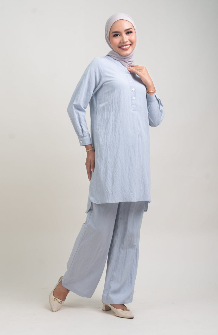 Lunara Cotton Pants Greyish Blue