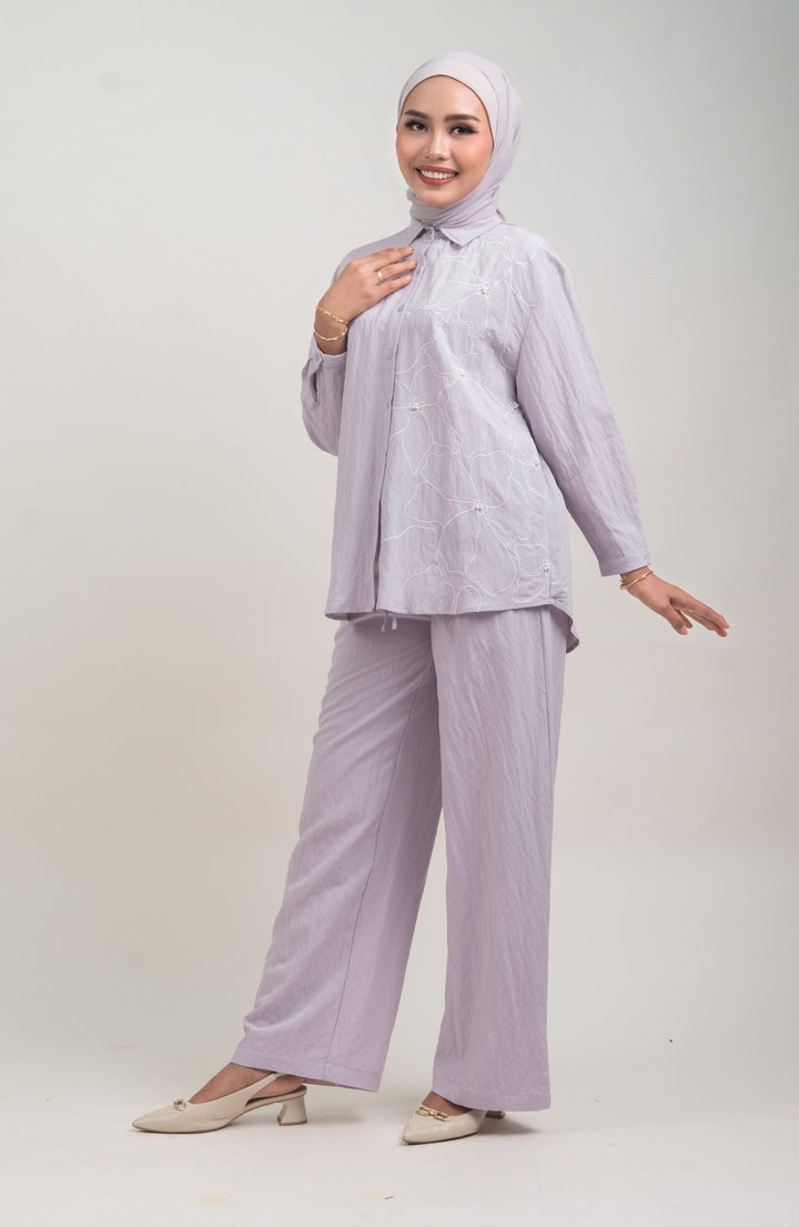 Lunara Cotton Pants Pastel Purple