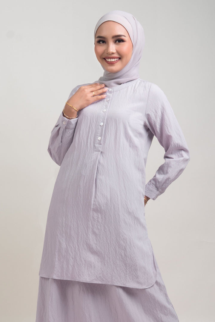 Lunara Cotton Long Blouse Pastel Purple