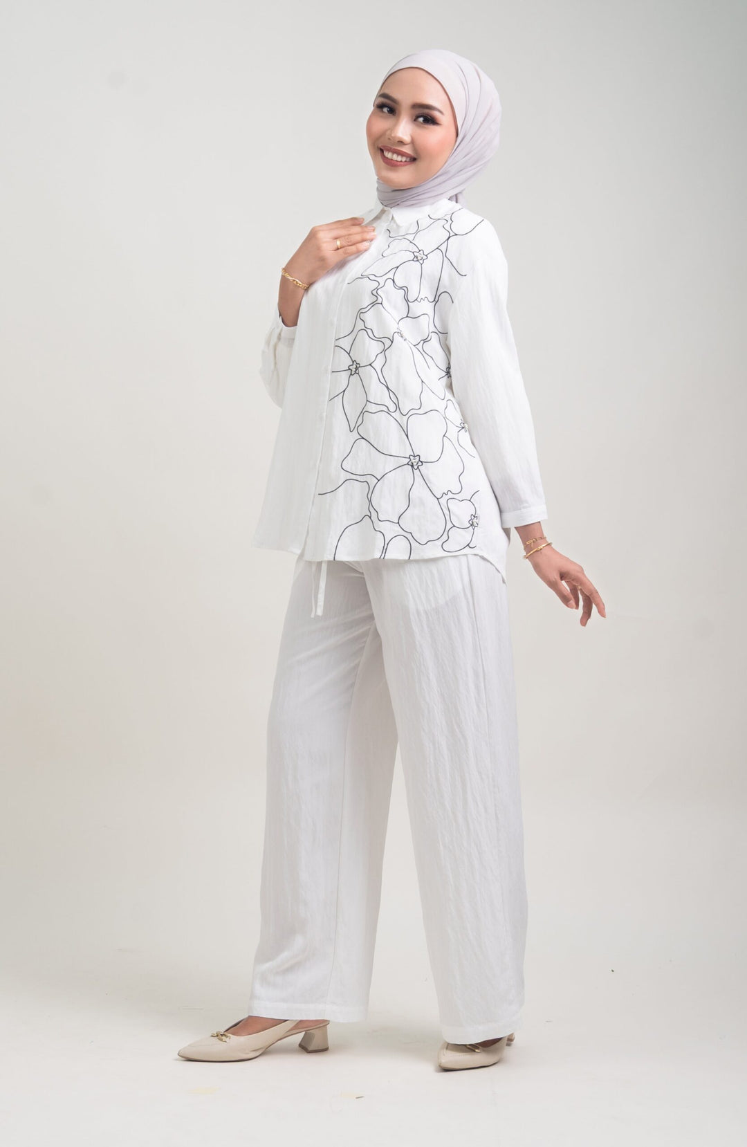 Lunara Embroidered Cotton Shirt White