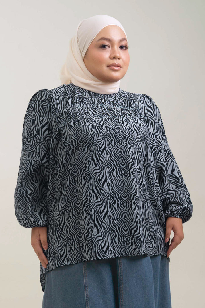 Bellinda Plus Size Printed Blouse Grey