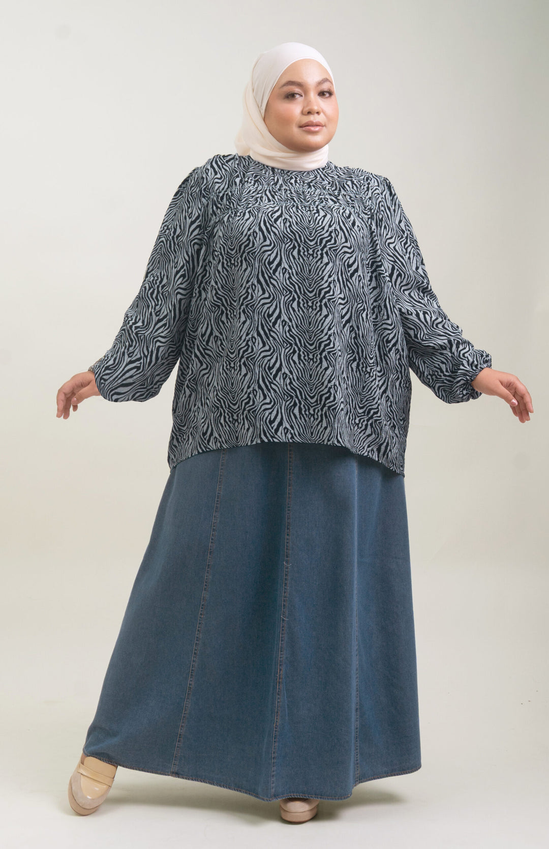Bellinda Plus Size Printed Blouse Grey