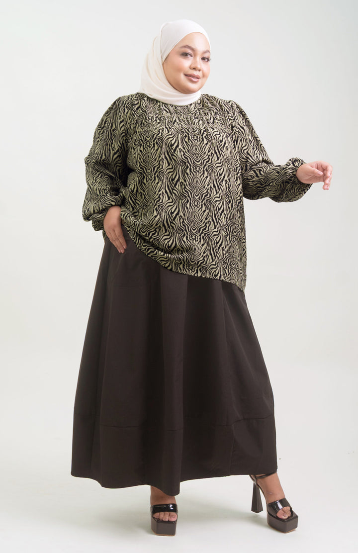 Bellinda Plus Size Printed Blouse Coffee