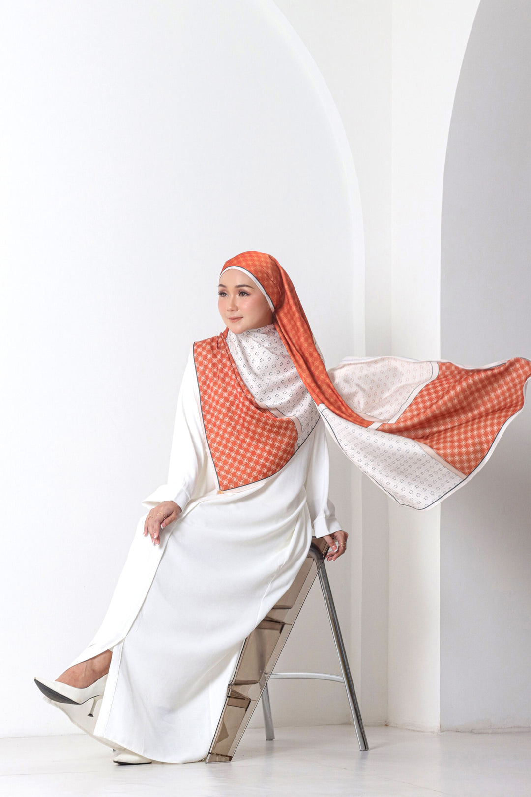Venice Printed Shawl Orange