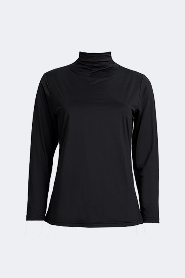 Tencel Inner High Neck Long Sleeve T-Shirt Black