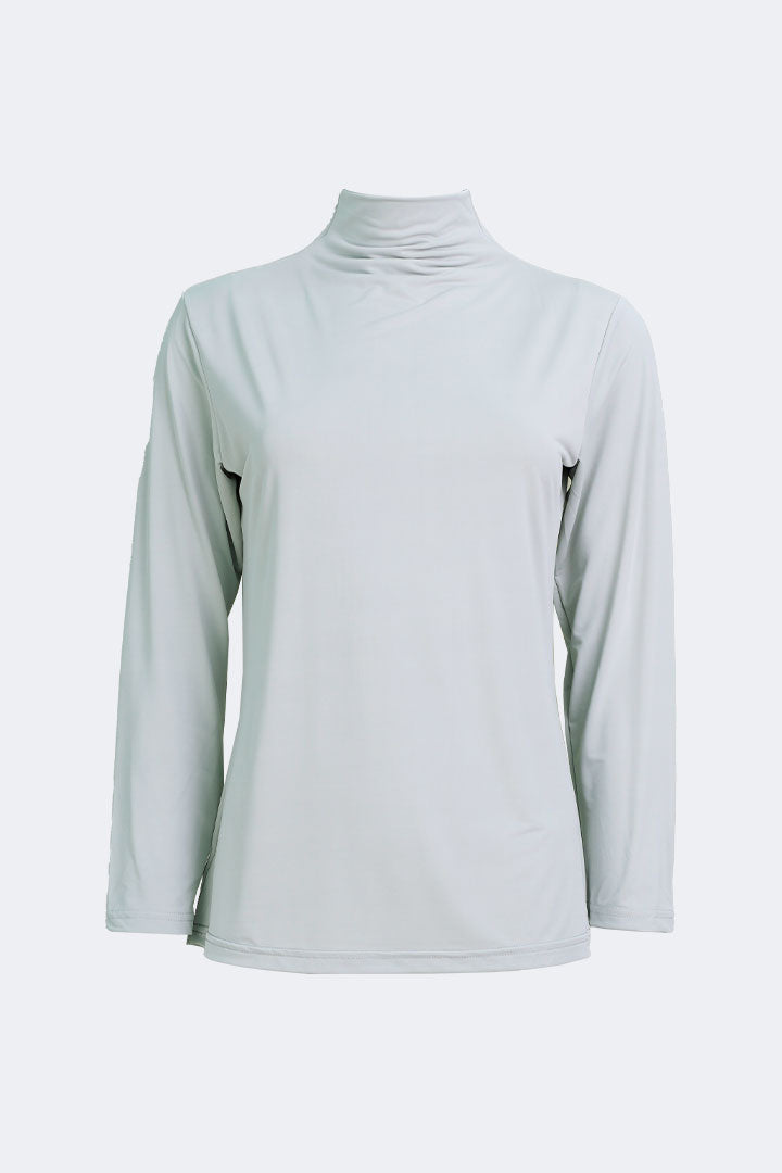 Tencel Inner High Neck Long Sleeve T-Shirt Grey