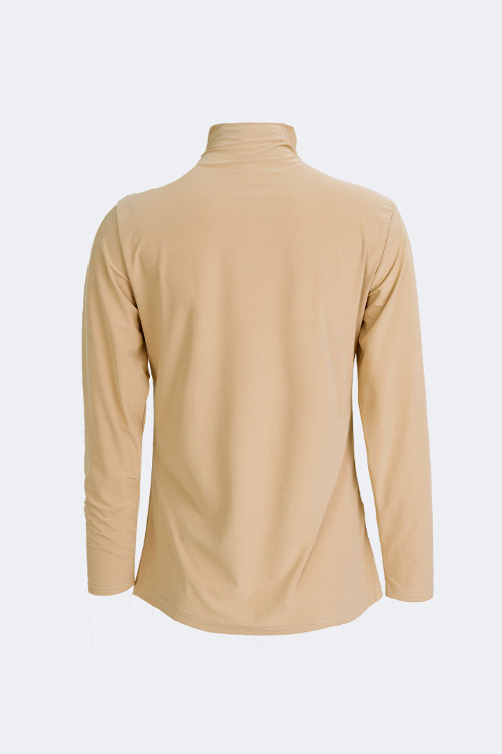 Tencel Inner High Neck Long Sleeve T-Shirt Khaki