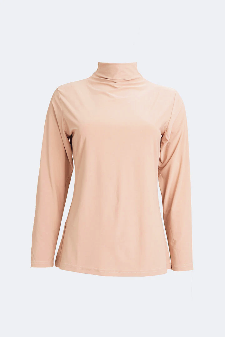 Tencel Inner High Neck Long Sleeve T-Shirt Nude