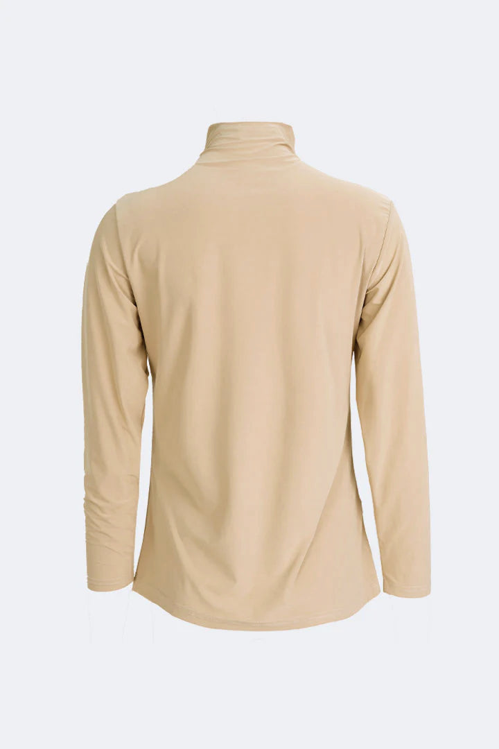 Tencel Inner High Neck Long Sleeve T-Shirt Khaki