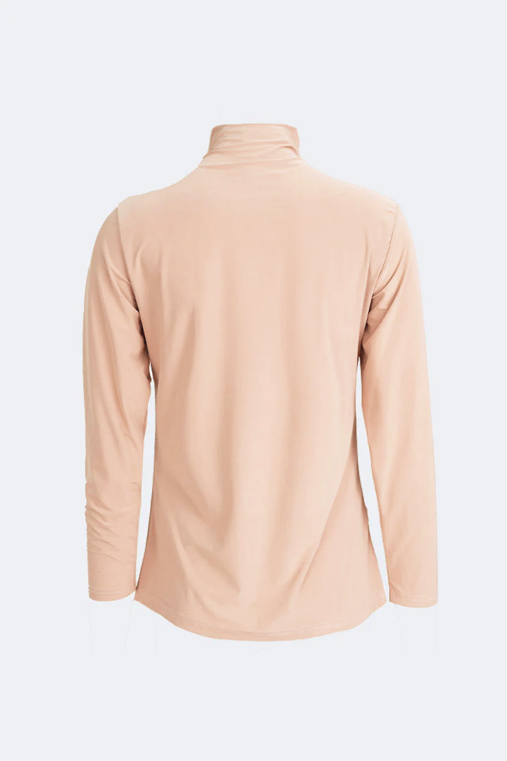 Tencel Inner High Neck Long Sleeve T-Shirt Nude